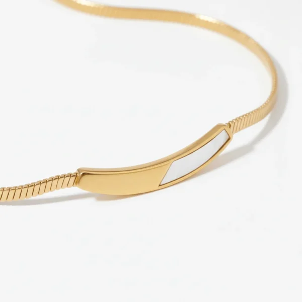 Pearl Arc Necklace - elegant gold-plated curved pendant necklace with adjustable chain