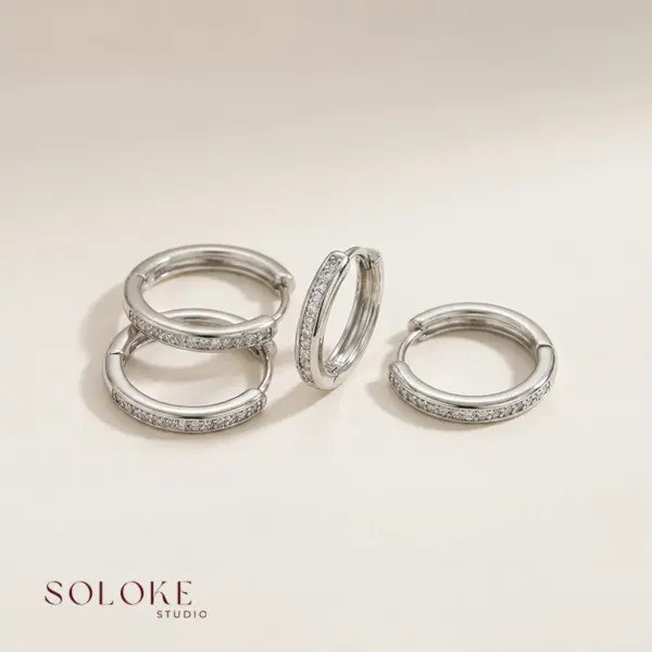 Silver Ring Stack Earrings
