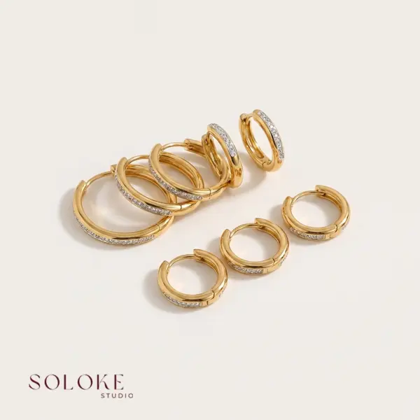 Golden Ring Stack Earrings