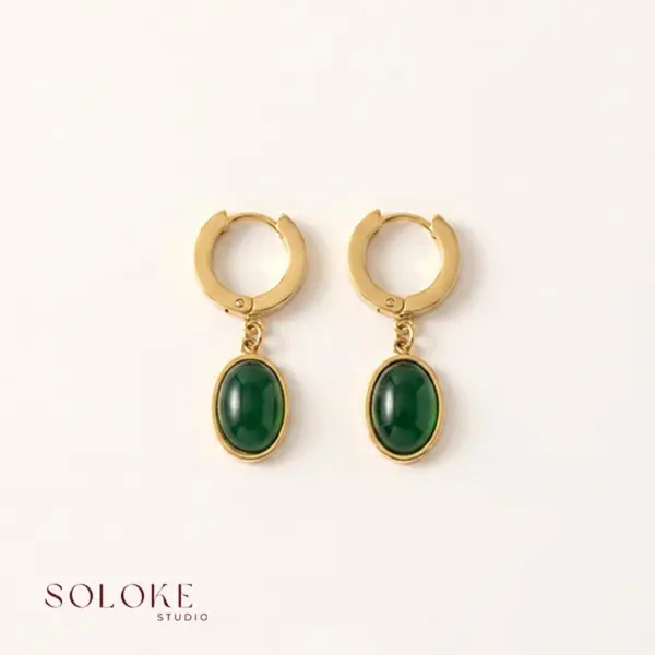 Jade Drop Hoop Earrings